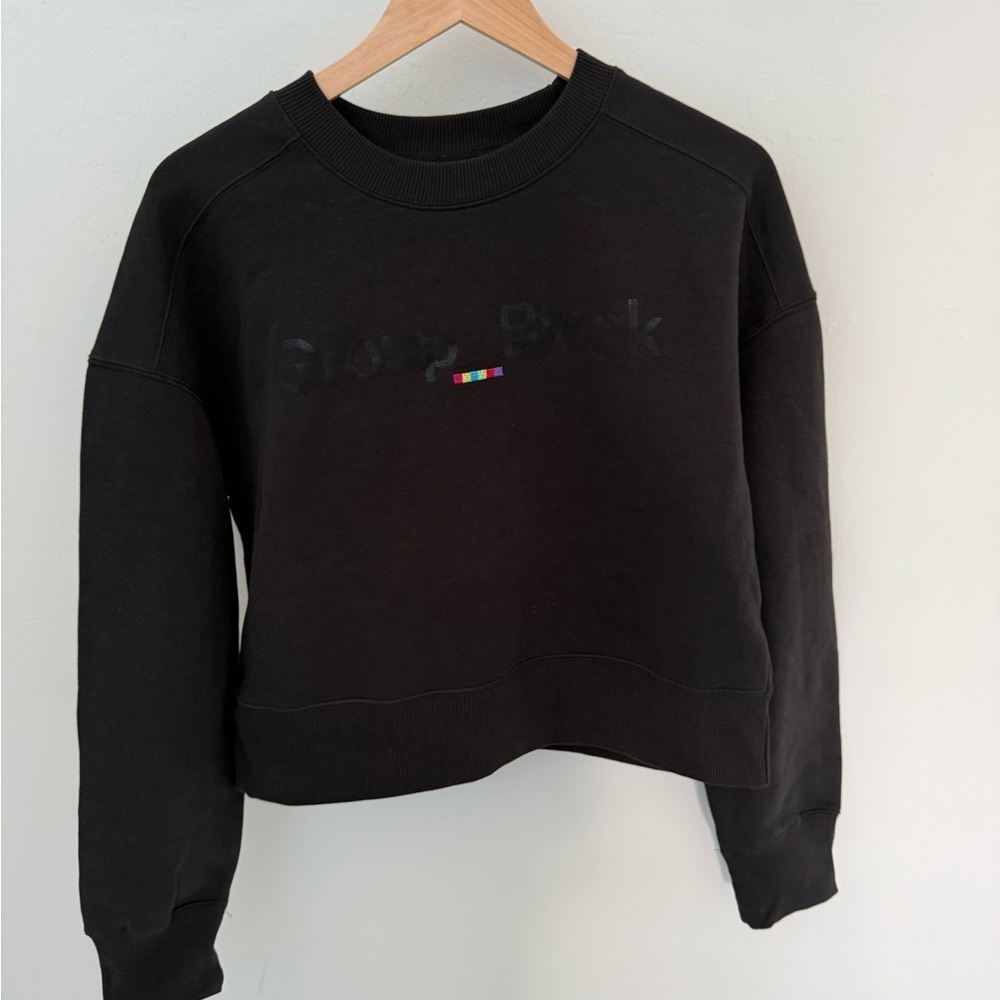 Group Black Cropped Sweatshirt – Black | Perfect Weight Fleece | Size M